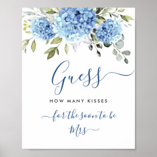 Póster Elegante Hydrangea Azul Eucalyptus Ducha Bridal