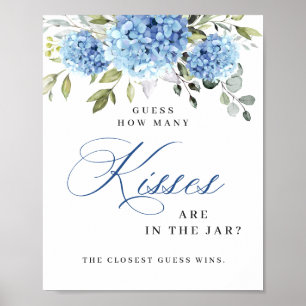Póster Elegante Hydrangea Azul Eucalyptus Ducha Bridal