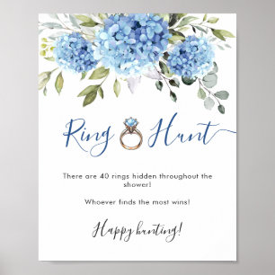 Póster Elegante Hydrangea Azul Eucalyptus Ducha Bridal