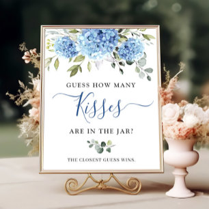 Póster Elegante Hydrangea Azul Eucalyptus Ducha Bridal
