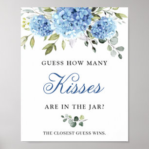 Póster Elegante Hydrangea Azul Eucalyptus Ducha Bridal