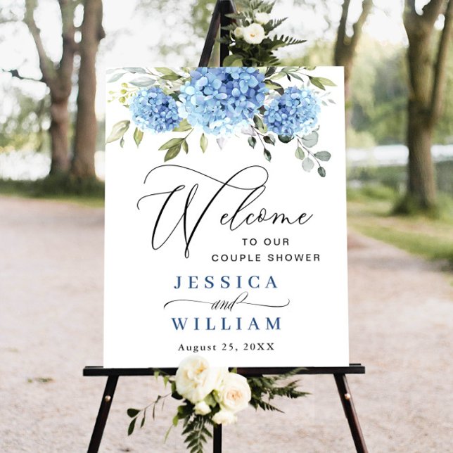 Póster Elegante Hydrangea Azul Eucalyptus Ducha Pareja (Subido por el creador)