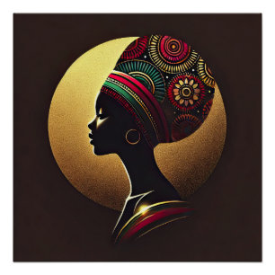 Póster Elegante Ilustracion de retrato de mujer africana