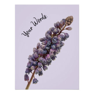 Póster Elegante Ilustracion Violeta Floral Stem