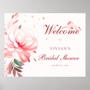 Póster Elegante Impecable Rosa Sakura Bienvenida a la Fie