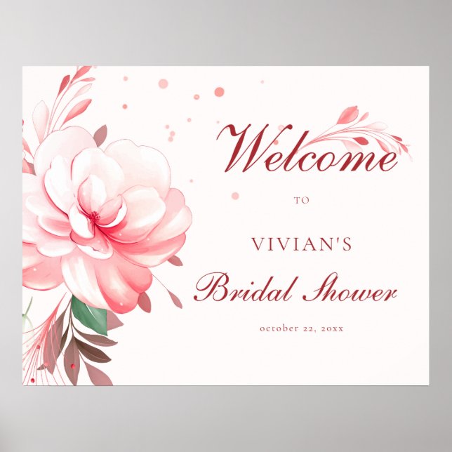 Póster Elegante Impecable Rosa Sakura Bienvenida a la Fie (Frente)