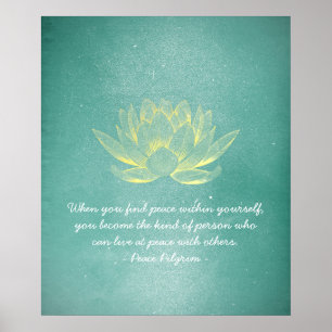 Póster Elegante instructor de meditación de oro Verde azu