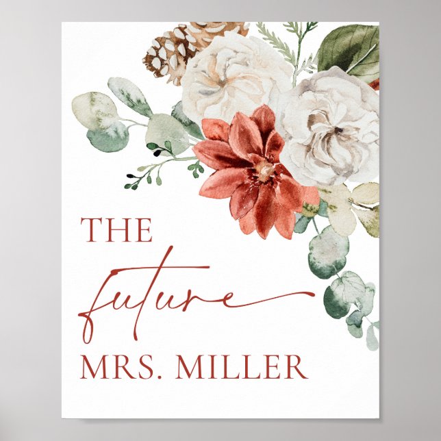 Póster Elegante Invierno El Futuro Sra Bridal Shower Rótu (Frente)