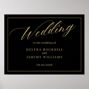 Póster Elegante invitación a la boda blanca y negra