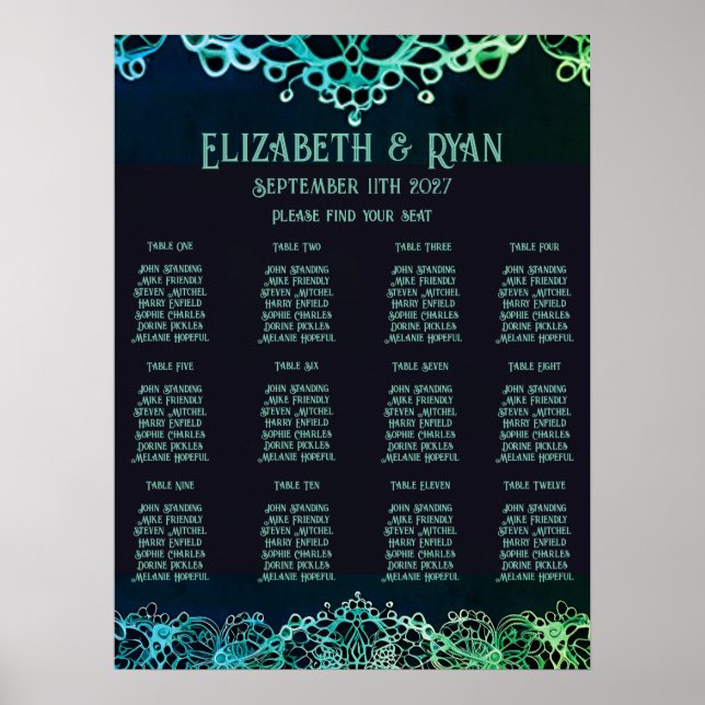 Póster Elegante invitación a la boda de encaje (Frente)