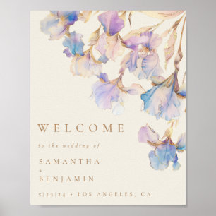 Póster Elegante Iris Floral Bienvenida de Boda