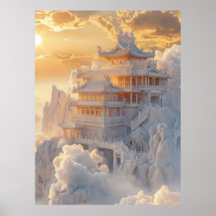Póster Elegante Jade Blanca y Poster del Palacio de Oro