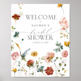 Póster Elegante Jardín Flores Ducha Bridal Poste De Bienv