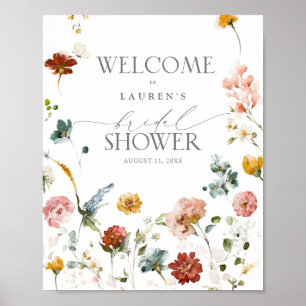 Póster Elegante Jardín Flores Ducha Bridal Poste De Bienv