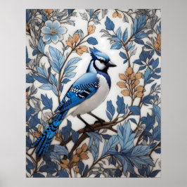 Póster Elegante Jay Azul William Morris Inspirado