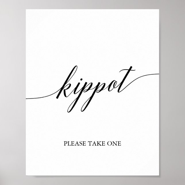 Póster Elegante Kippot de caligrafía negra (Frente)