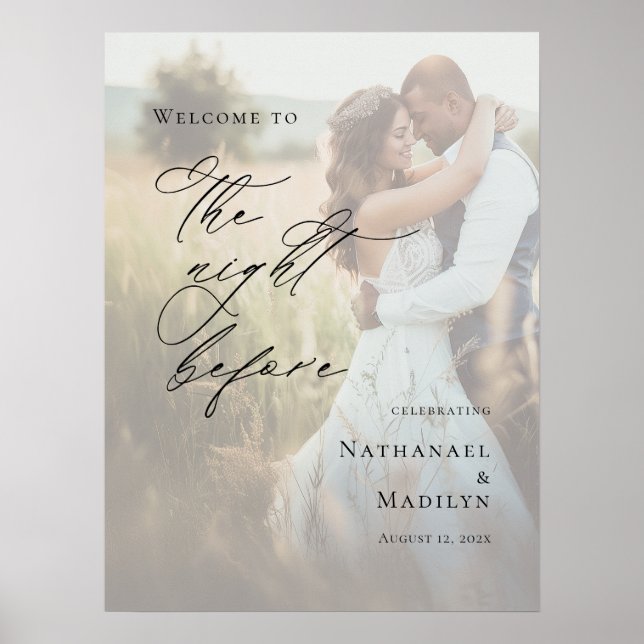 Póster Elegante La noche antes de la foto Bienvenida a lo (Frente)