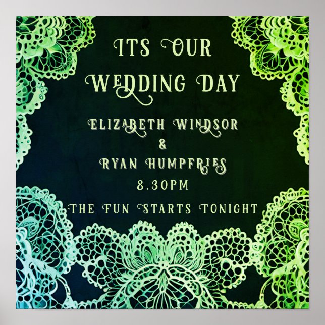 Póster Elegante Lace" Boda Invitación Colección (Frente)