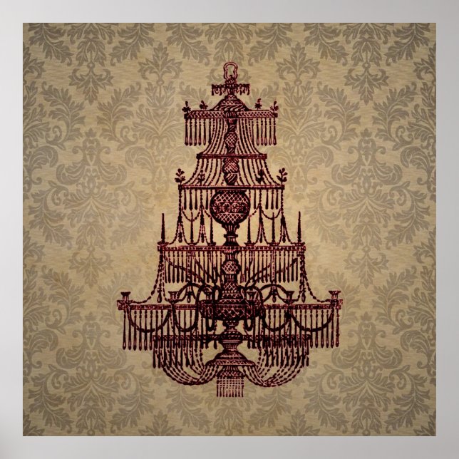 Póster Elegante lámpara de araña antigua de época en Dama (Frente)