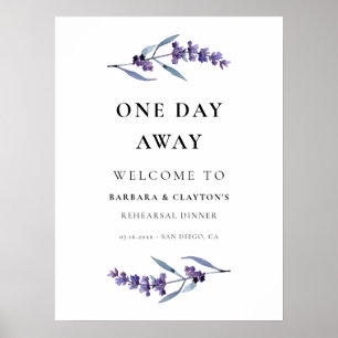 Póster Elegante lavanda de un día antes de ensayo Bienven