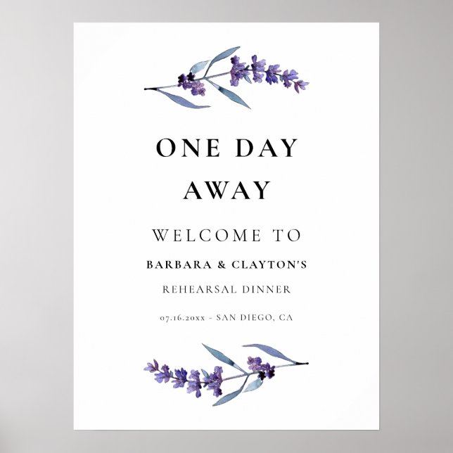 Póster Elegante lavanda de un día antes de ensayo Bienven (Frente)
