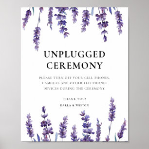 Póster Elegante lavanda floral ceremonia boda desenchufad