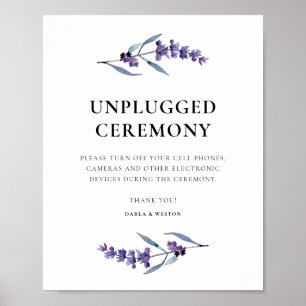 Póster Elegante lavanda floral ceremonia boda desenchufad