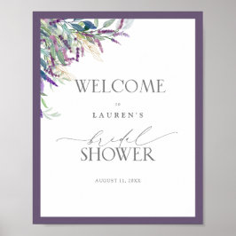 Póster Elegante Lavender Floral Bridal Ducha Bienvenida