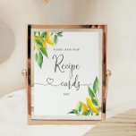 Póster Elegante Lemon deja su receta aquí<br><div class="desc">Elegante Lemon deja su tarjeta de receta aquí el signo. Elementos coincidentes disponibles.</div>