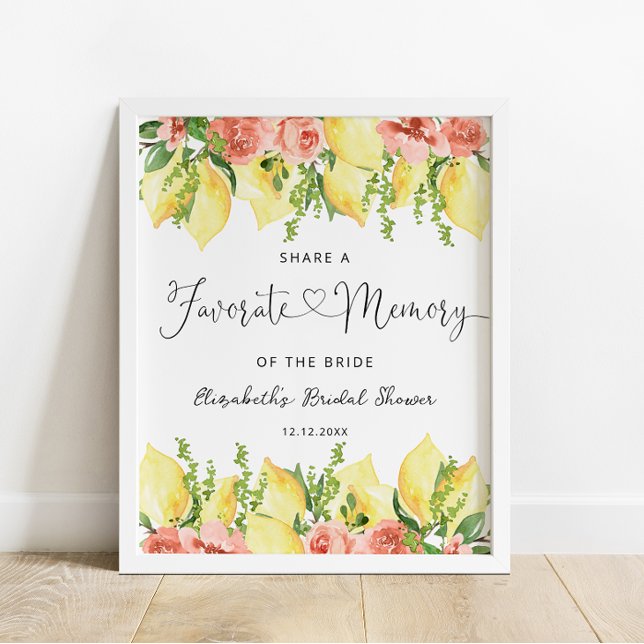 Póster Elegante Lemon Floral Favorito Memoria Ducha Brida (Subido por el creador)