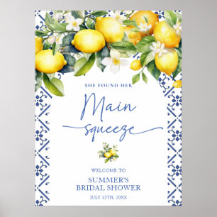 Póster Elegante Lemon Main Squeeze Bridal Shower Bienveni
