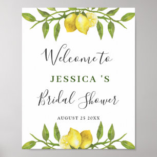 Póster Elegante Lemons Greenery BIENVENIDA BRIDAL SGHOWER