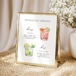 Póster Elegante Letra Moderna para Bebidas de Cóctel