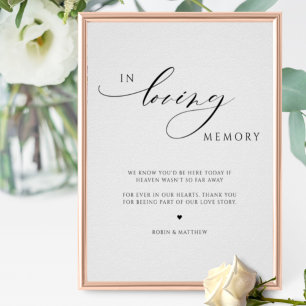 Póster Elegante Letrero de Boda En Memoria Amorosa