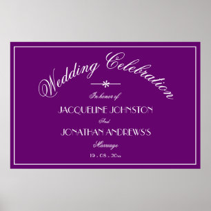 Póster Elegante Letrero de Boda Personalizado Chic Morado