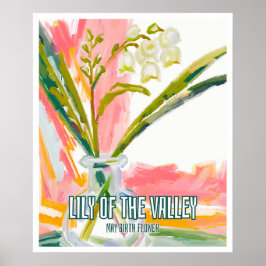 Póster Elegante Lily del Valle Mayo de la Flor Mes de Nac