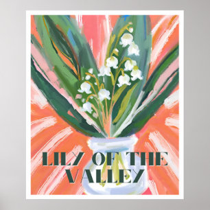 Póster Elegante Lily del Valle Mayo de la Flor Mes de Nac