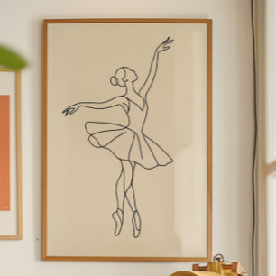 Póster Elegante línea de bailarina de ballet Imprimir, Mi