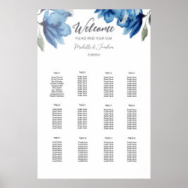 Póster Elegante lista de invitados de color azul índigo b