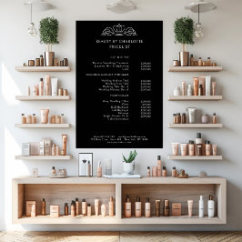 Póster Elegante lista de precios real negra