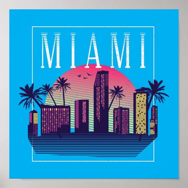 Póster Elegante logotipo de Miami Florida Retro City (Frente)