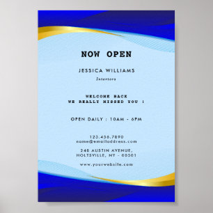 Póster Elegante logotipo del Diseñador de lujo Blue Gold