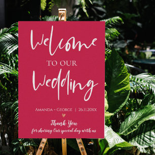 Póster Elegante Magenta Bienvenida A Nuestro Poster Boda