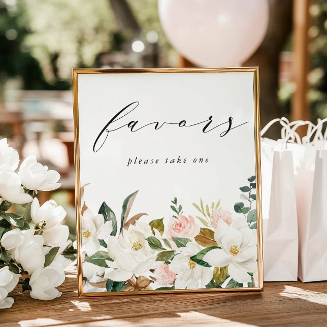Póster Elegante Magnolias Baby Shower favorece el Rótulo (Subido por el creador)