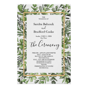 Póster Elegante mano del programa de ceremonias de Boda E