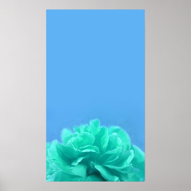 Póster Elegante Mar Verde y Azul Floral Art (Frente)