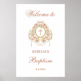 Póster Elegante marco cruz sagrada bautizo bienvenida