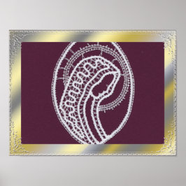 Póster Elegante marco de borde dorado de color plateado p