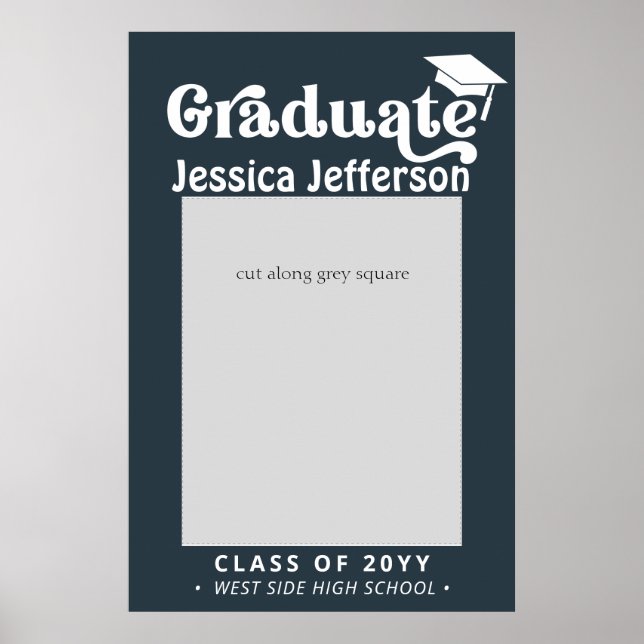 Póster Elegante marco de la cabina de fotos de graduación (Frente)