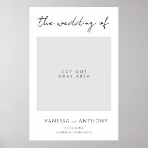 Póster Elegante marco de selfie de foto Boda moderno